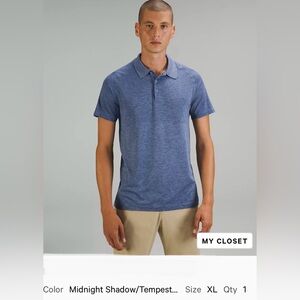lululemon athletica Heathered Blue Polo Shirt